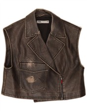 ZARA Womens Crop Leather Gilet