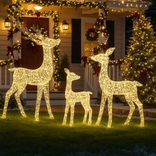 Led reindeer family piece - led,