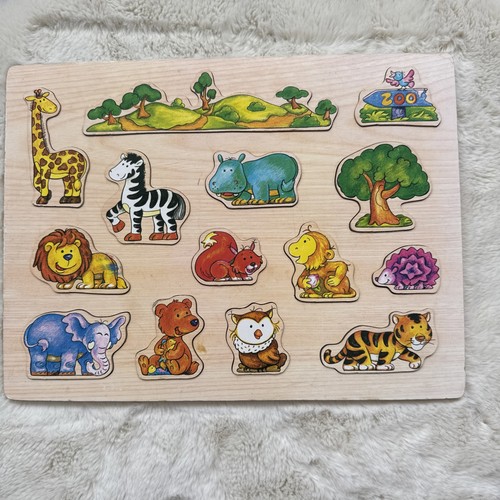 Wooden zoo animals - peg, puzzle