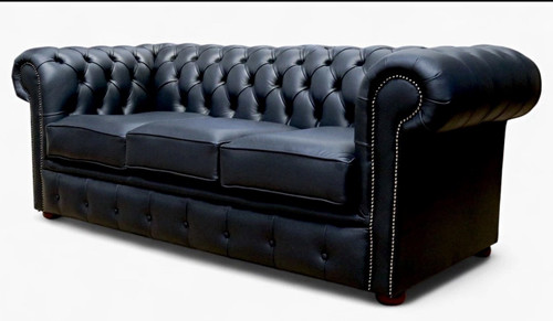 Black leather chesterfield - black,