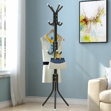 COAT STAND GARMENT RACK METAL COAT JACKET UMBRELLA HANGER STANDING 14 HOOK RACK