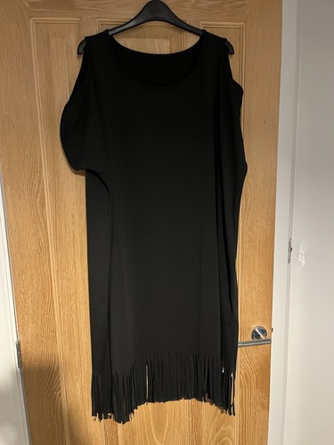 Black frill charleston dress - black,