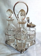 vintage Glass & Sliver Plate Cruet Set