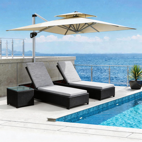 3pcs rattan reclining sun - reclining,
