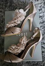 COAST Shoes UK 6 High Heel Stiletto Mesh Frill Detail EU 39 Open Toe VGC Classy