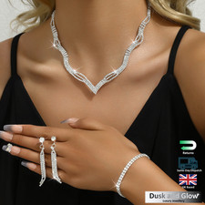 Mirco Paved Zircon Silver Jewellery Set Luxury Womens Ladies Wedding Gift UK NEW