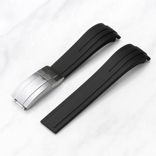 Curved end rubber watch - end, strap