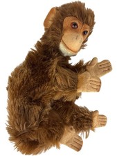 Vintage Monkey Hand Puppet Plush Brown Fur Retro Toy