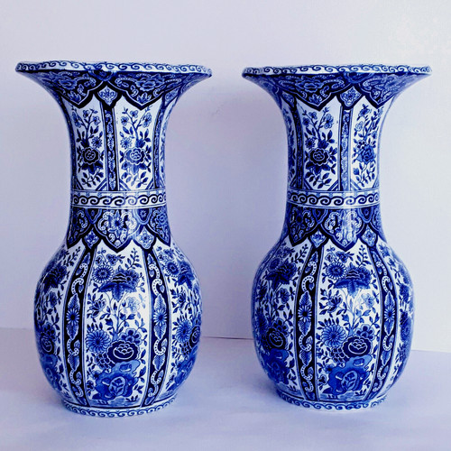 Antique delft trumpet vase - trumpet,