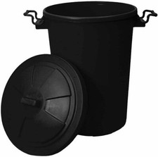 50L 85L 110L Plastic Black Bin Garden Rubbish Waste Dustbin Storage Animal Feed