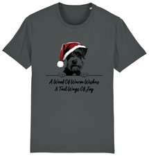 SCHNAUZER Christmas Dog T-Shirt Adults Kids Woof Wishes Tail Wags Xmas Gift