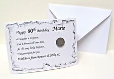 Personalised, Birthday Card, Lucky Real Sixpence Keepsake Gift Good Luck Any Age
