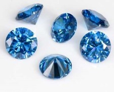 CUBIC ZIRCONIA SAPPHIRE BLUE ROUND BRILLIANT CUT LOOSE GEMS