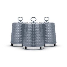 Tower Solitaire Grey Tea Coffee & Sugar Canisters Kitchen Storage Set T826207GRY