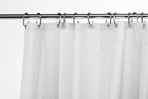 White textile shower curtain - white,