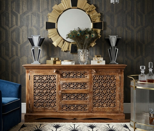 Hand carved jali sideboard - hand-carved,