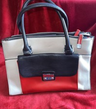 Next Ladies Gorgeous Multicolored Handbag Cream/Brown/Red Medium Size Pre-Loved 
