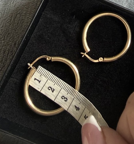 14ct solid gold hoop earrings - gold,