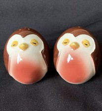 Carlton Ware Salt Pepper Shakers Birds Brown Red Vintage Made in England(c4)