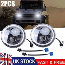 2X 7" Inch LED Headlight Halo Angel Eyes with aperture for Land Rover Defender