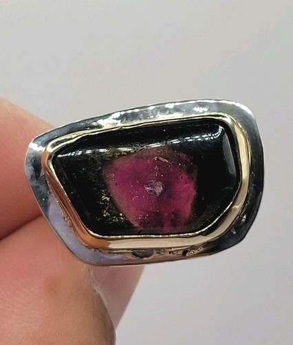 Watermelon tourmaline slice - watermelon,