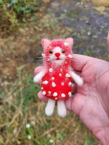Hand felted mushroom cat - hand,
