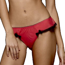 Miss Mandalay Paige Raspberry Red Briefs XS 8 Skirted Knickers pants Sheer panty