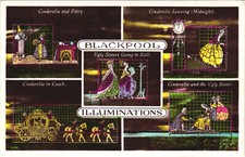 Blackpool Illuminations RPPC Postcard With Cinderella Theme F. Field 1933 