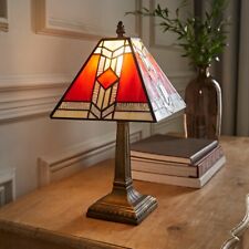 Tiffany Table Lamp Stained Glass Handcrafted Vintage Bedside Aztec Bedroom Light