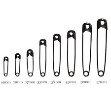 Premium Quality Black Safety Pins Made from Hardened Steel Pin Wire in 8 Sizes
