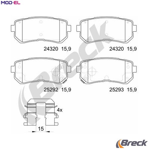 Brake pad set disc - brake, 25292
