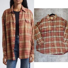 £536 R13 Boyfriend Plaid Japanese Cotton Button Up Long Sleeve Shirt Top XS