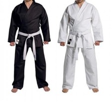 Black & White Karate Suit Adult Kids Uniform 110 120 130 140 150 160 170 180 190