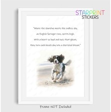 English Springer Spaniel Dog Beach Poem Unframed A4 Picture/Print, Wall Art
