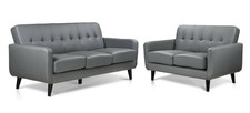 Grey PU Sofas - 3+2 Seaters