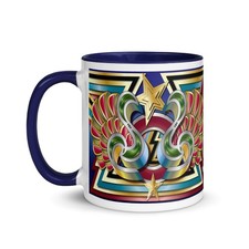 CLASSIC FAIRGROUND Artwork Mug Dark Blue Funfair Ride Waltzer Skid Roundabout