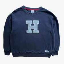 Vintage 90s Tommy Hilfiger Athletic Initial H V-Neck Navy Sweatshirt, Preppy