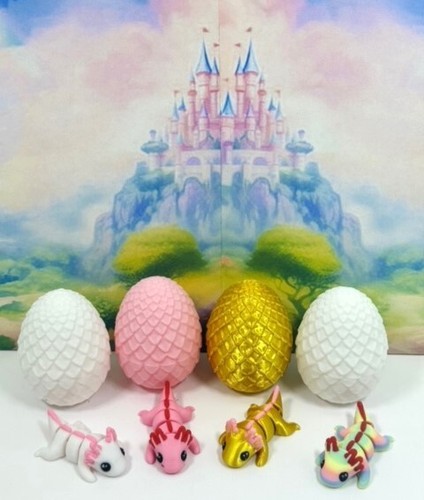 4pcs printed mini axolotl - 3d,
