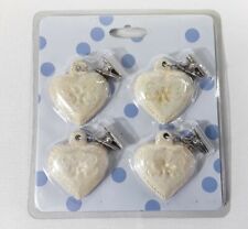 Set of 4 Vintage Looking Heart Shaped Tablecloth Weights - Painted Metal