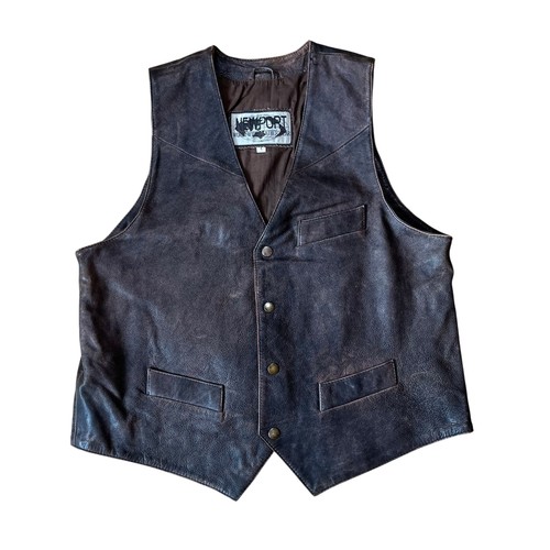 Newport mens real leather vest - newport,