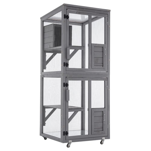 Outdoor wooden catio cat - catio,