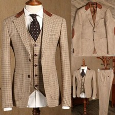 Brown Classic Plaid Tweed Suit