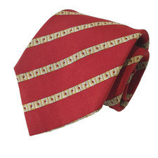 Vintage LANVIN TIE Gentleman's Silk Red Stripe Monogram Designer Harrods France
