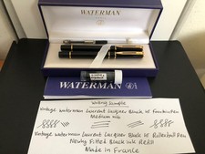 Vintage Waterman Laureat Lacquer Black Pen Set. Fountain Pen & Rollerball Pen
