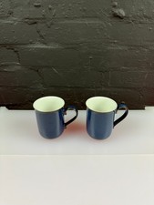 2 x Denby Boston Blue Straight Tea Coffee Mugs 10 cm High 2 Sets Available