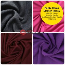 Premium Quality Soft Ponte Roma - Stretch Jersey Fabric Material 150cm 60" Wide