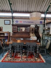 Oak Top Painted Dining Table &