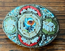 VINTAGE  ITALIAN MICRO MOSAIC  OVAL BROOCH
