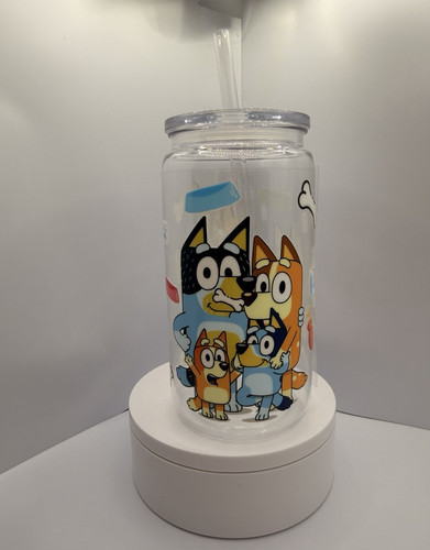 Bluey clear plastic tumbler - bluey,