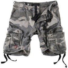 SURPLUS AIRBORNE VINTAGE CARGOS MENS COTTON ARMY COMBAT SHORTS WASHED NIGHT CAMO